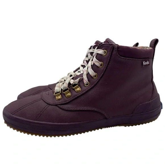 Keds Womens Shoes Scout Lace Up Boots Sz 9.5 Plum Purple Water Resistant Flat - Picture 13 of 13